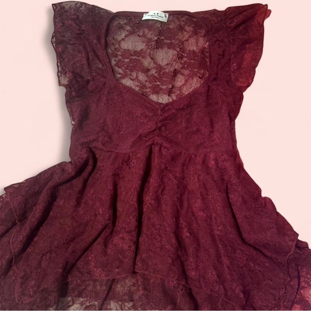 Elegant Burgundy Lace Top